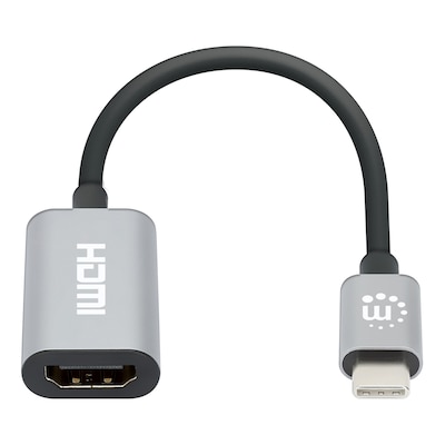 Manhattan USB-C to HDMI 4K at 60 Hz Adapter, Male to Female, Gray (ICI153973)