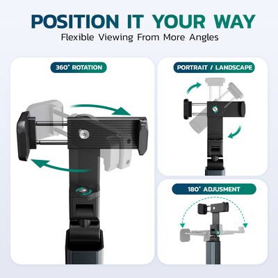 Purely PH20 Foldable Clamp-On Phone Holder for Desk and Travel, Gray (PSHPH20BK)