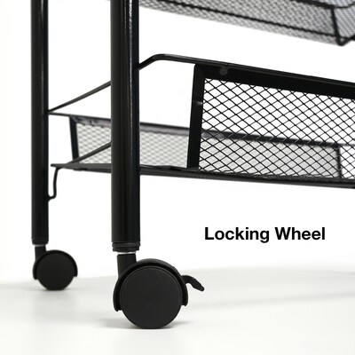 Excello Brands 5-Shelf Metal Rolling Utility Cart, Black (OSO-MTL5CRT-BLK)