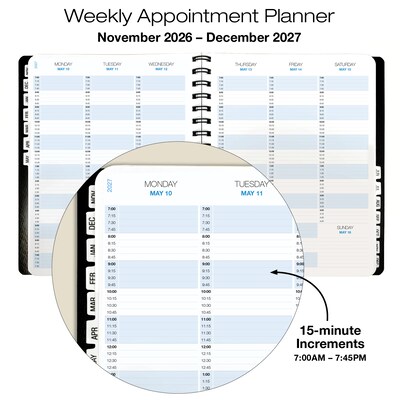 2027 Excello Brands 8.5" x 11" Weekly & Monthly Appointment Book, Paperboard Cover, Black (ORY27-APP811-BK)