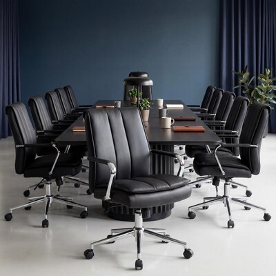 Boss Office Products Ergonomic Vinyl Swivel Task Chair, Black (B9633C-BK)
