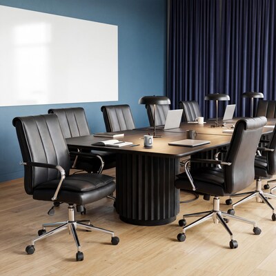 Boss Office Products Ergonomic Vinyl Swivel Task Chair, Black (B9633C-BK)