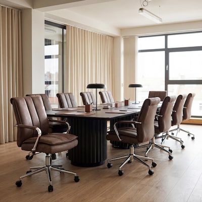 Boss Office Products Ergonomic Vinyl Swivel Task Chair, Brown (B9633C-BN)