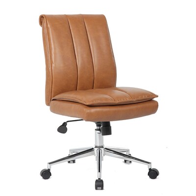 Boss Office Products Armless Ergonomic Vinyl Swivel Task Chair, Caramel (B9634C-CML)