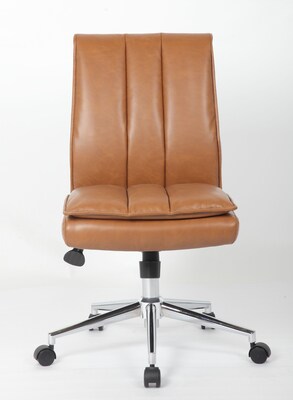 Boss Office Products Armless Ergonomic Vinyl Swivel Task Chair, Caramel (B9634C-CML)