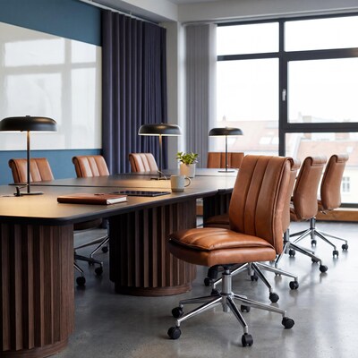 Boss Office Products Armless Ergonomic Vinyl Swivel Task Chair, Caramel (B9634C-CML)