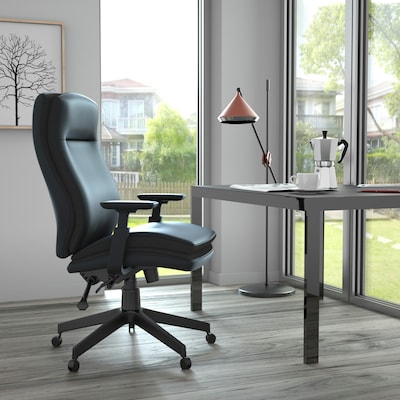 Boss Office Products Ergonomic Vinyl Swivel Executive Chair, Black (B730-BK)