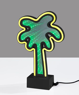 Simplee Adesso LED Infinity Neon Palm Tree Table/Wall Lamp, 10.5"H, Black (SL3717-01)