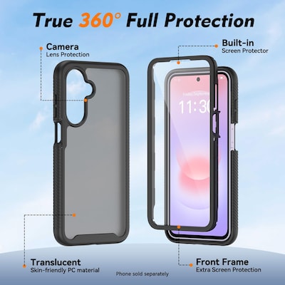 SaharaCase Raider Series Case for Galaxy A27, Shock-Absorbing, Built-In Screen Protector, Black (CP01102)