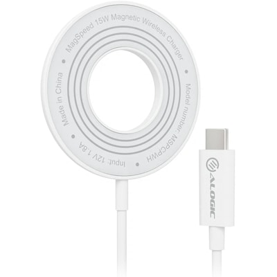 ALOGIC MagSpeed Magnetic Wireless Induction Charger, 15W, 4.9 ft., White (MSPCPWH)