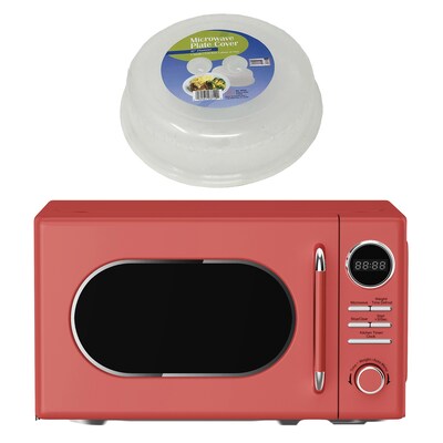 Magic Chef 0.7- cu. Ft. Retro Countertop Microwave & Food Cover, Red (KITMCPBTH08)