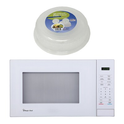 Magic Chef 1.1- cu. Ft. Digital Touch Countertop Microwave & Food Cover, White  (KITMCPBTH04)