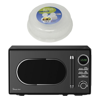 Magic Chef 0.7- cu. Ft. Retro Countertop Microwave & Food Cover, Black (KITMCPBTH06)
