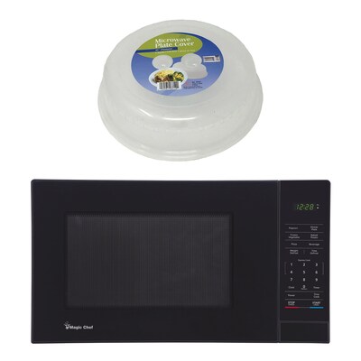 Magic Chef 1.1 - cu. Ft. Digital Touch Countertop Microwave & Food Cover, Black (KITMCPBTH02)