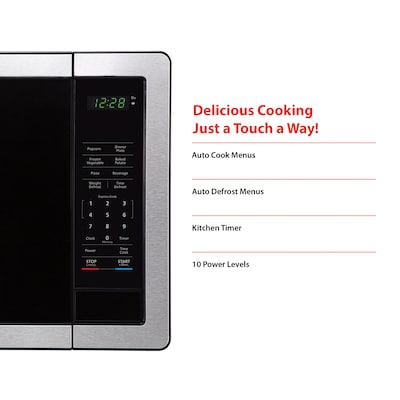 Magic Chef 1.1- cu. Ft. Digital Touch Countertop Microwave & Food Cover, Stainless Steel/Black (KITMCPBTH03)