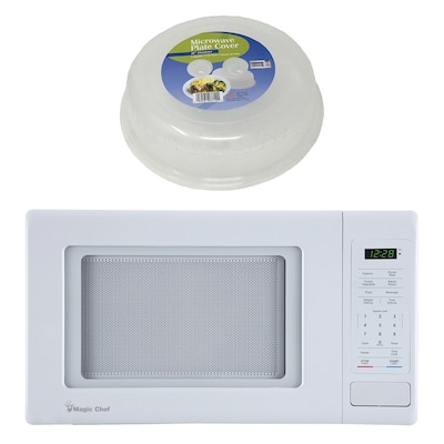 Magic Chef 0.9- cu. Ft. Countertop Digital Touch Microwave & Food Cover, White (KITMCPBTH15)