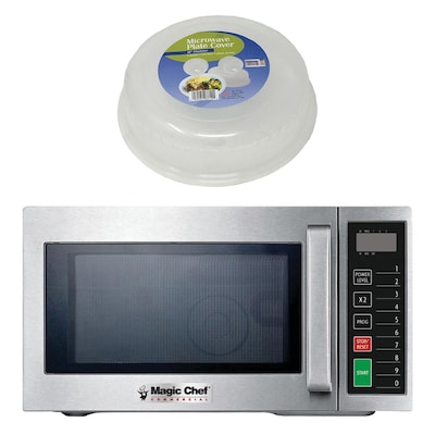 Magic Chef 0.9- cu. Ft. Commercial Microwave & Food Cover, White (KITMCPBTH16)