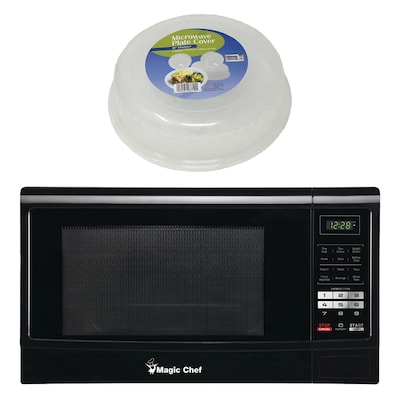 Magic Chef 1.6- cu. Ft.  Countertop Microwave & Food Cover, Black (KITMCPBTH17)