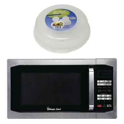 Magic Chef 1.6- cu. Ft. Countertop Microwave & Food Cover, Stainless Steel (KITMCPBTH18)