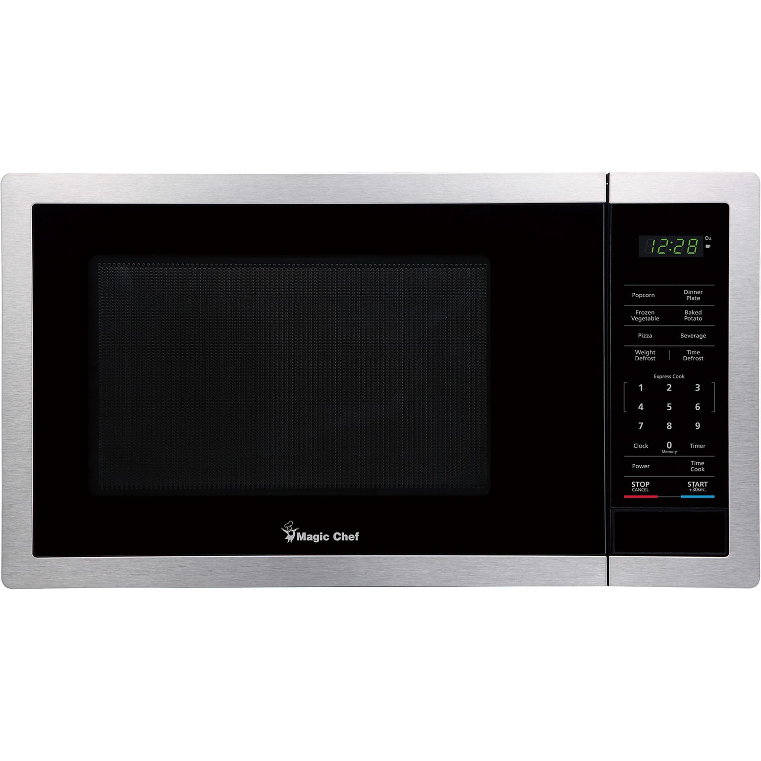 Magic Chef 0.9- cu. Ft. Countertop Digital Touch Microwave & Food Cover, Stainless Steel (KITMCPBTH14)
