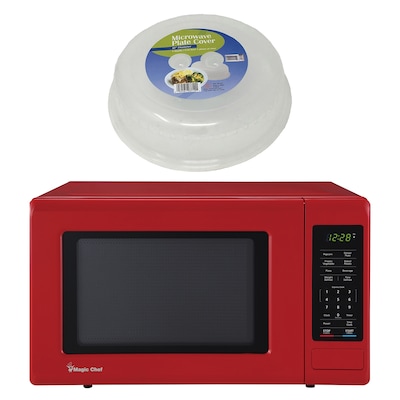 Magic Chef 0.9- cu. Ft. Digital Touch Countertop Microwave & Food Cover, Red (KITMCPBTH13)