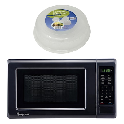 Magic Chef 0.7- cu. Ft. Countertop Digital Touch Microwave & Food Cover, Black (KITMCPBTH10)