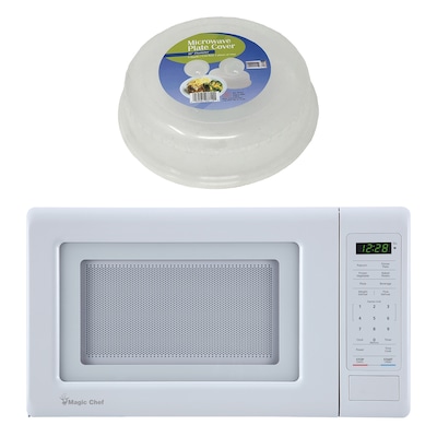 Magic Chef 0.7- cu. Ft. Countertop Digital Touch Microwave & Food Cover, White (KITMCPBTH11)