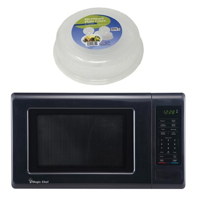 Magic Chef 0.9- cu. Ft.  Digital Touch Countertop Microwave & Food Cover, Black (KITMCPBTH12)