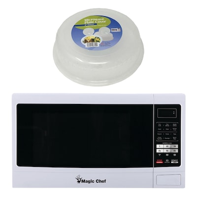Magic Chef 1.6- cu. Ft. Watt Countertop Microwave & Food Cover, White (KITMCPBTH19)