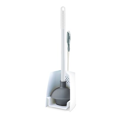 Libman MegaForce Combo Toilet Brush & Plunger Set, White (1024)