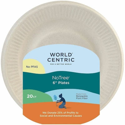 World Centric Compostable 6 Plates, Beige, 20 Plates/Pack (WORPLRTSCU6)