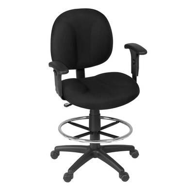 Regency Comfort Series Fabric Drafting Chair with Footrest and Lumbar Support, Black (105-AA-DK-BK)