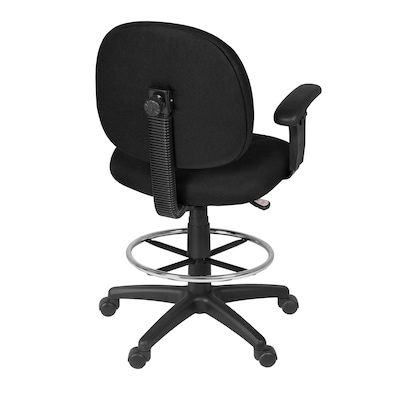 Regency Comfort Series Fabric Drafting Chair with Footrest and Lumbar Support, Black (105-AA-DK-BK)