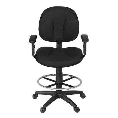 Regency Comfort Series Fabric Drafting Chair with Footrest and Lumbar Support, Black (105-AA-DK-BK)