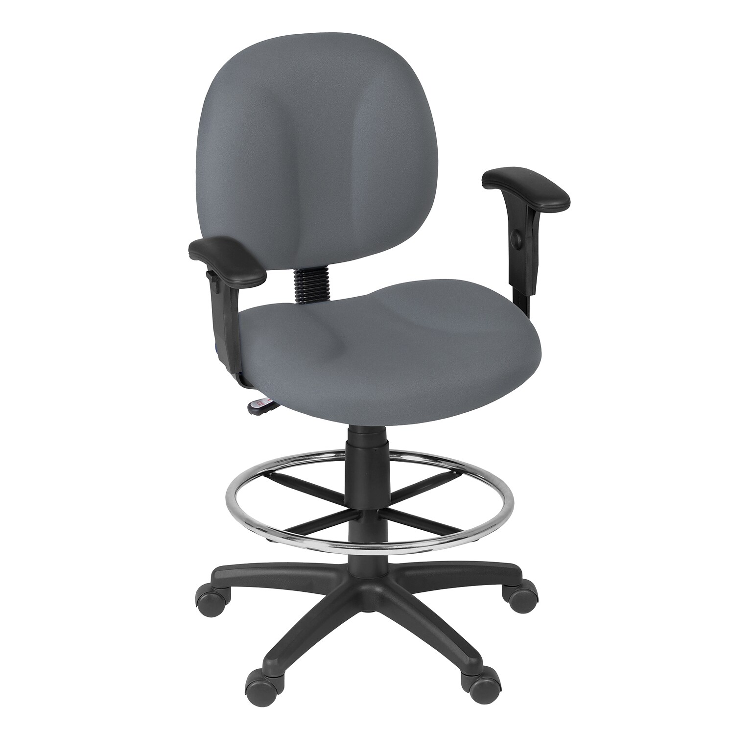Regency Comfort Series Fabric Drafting Chair with Footrest and Lumbar Support, Grey (105-AA-DK-GY)