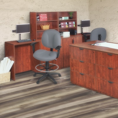Regency Comfort Series Fabric Drafting Chair with Footrest and Lumbar Support, Grey (105-AA-DK-GY)