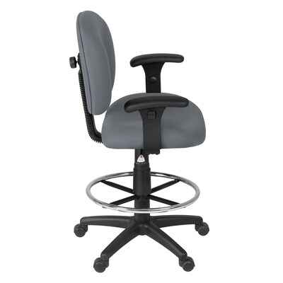 Regency Comfort Series Fabric Drafting Chair with Footrest and Lumbar Support, Grey (105-AA-DK-GY)