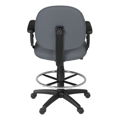 Regency Comfort Series Fabric Drafting Chair with Footrest and Lumbar Support, Grey (105-AA-DK-GY)