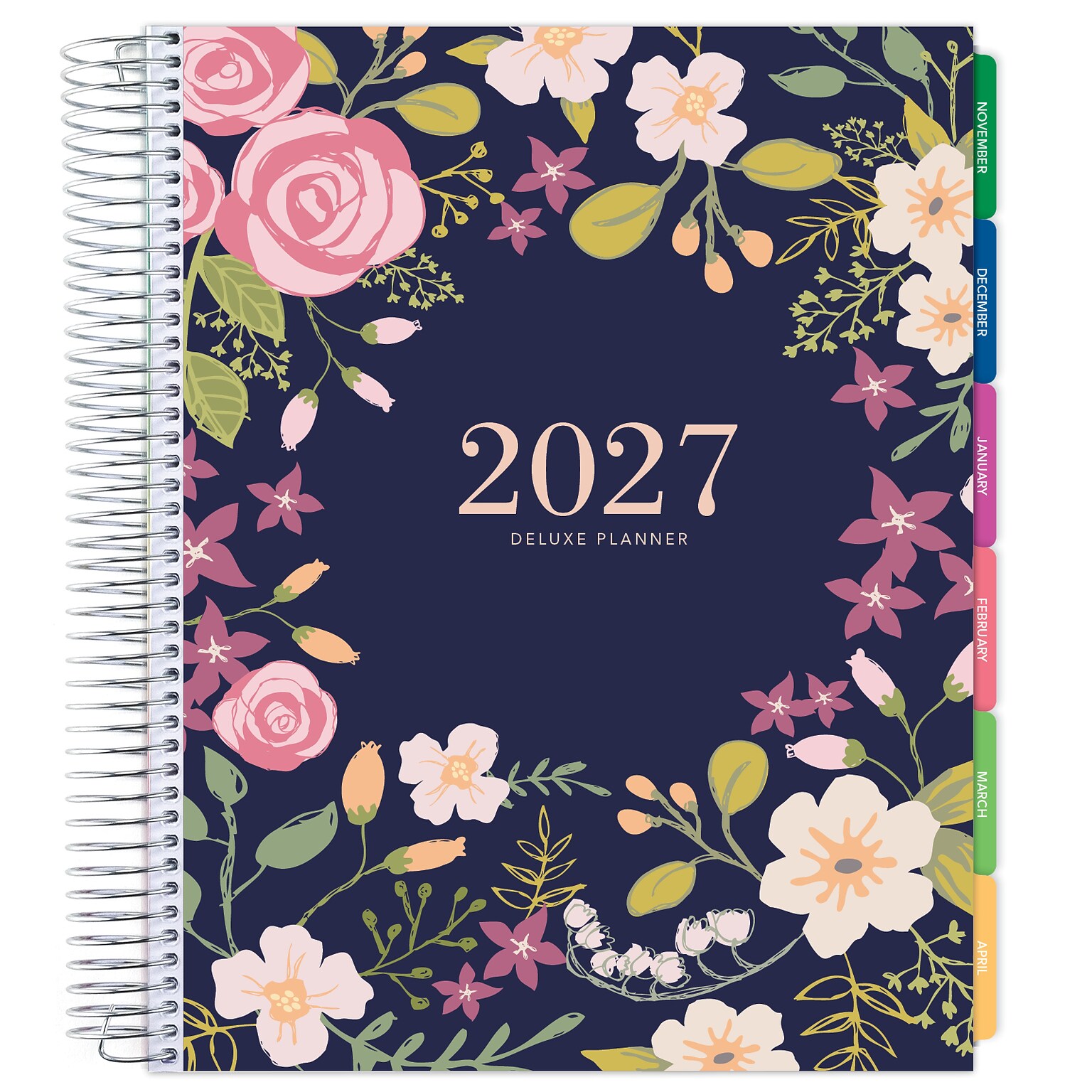 2027 Excello Brands 8.5 x 11 Weekly & Monthly Planner, Paperboard Cover, Navy Floral (ORY27-DLX-06)