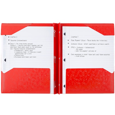 Five Star Stay-Put Pocket and Prong Folder, Fire Red (340300D)