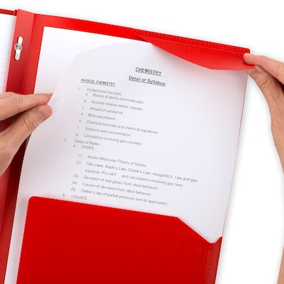 Five Star Stay-Put Pocket and Prong Folder, Fire Red (340300D)