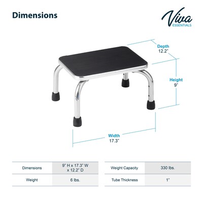 Viva Comfort Stainless Steel Non-Slip Medical Step Stool, 300 lb. Capacity, (ME910-04-MK)
