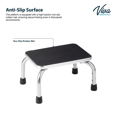Viva Comfort Stainless Steel Non-Slip Medical Step Stool with Handrail, 300 lb. Capacity (ME910-04-H-MK)