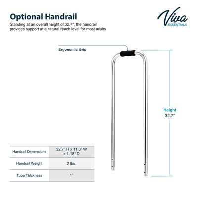 Viva Comfort Stainless Steel Non-Slip Medical Step Stool with Handrail, 300 lb. Capacity (ME910-04-H-MK)
