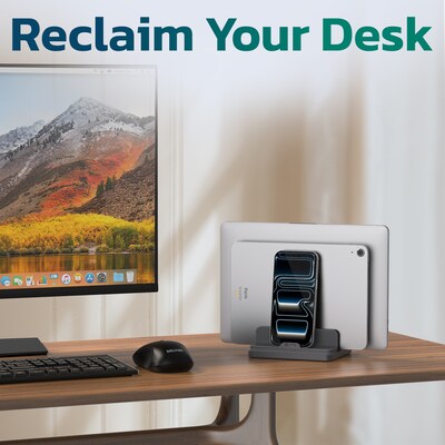Purely S546 Adjustable Dual Slot Vertical Laptop and Tablet Desk Stand, Black (PTSS546BK)