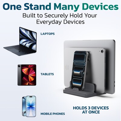 Purely S546 Adjustable Dual Slot Vertical Laptop and Tablet Desk Stand, Black (PTSS546BK)