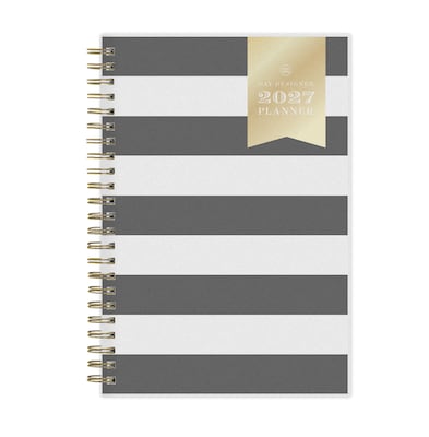 2027 Blue Sky Day Designer 5 x 8 Weekly & Monthly Planner, Rugby Stripe Black (163808)