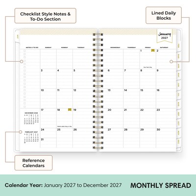 2027 Blue Sky Day Designer 5" x 8" Weekly & Monthly Planner, Rugby Stripe Black (163808)