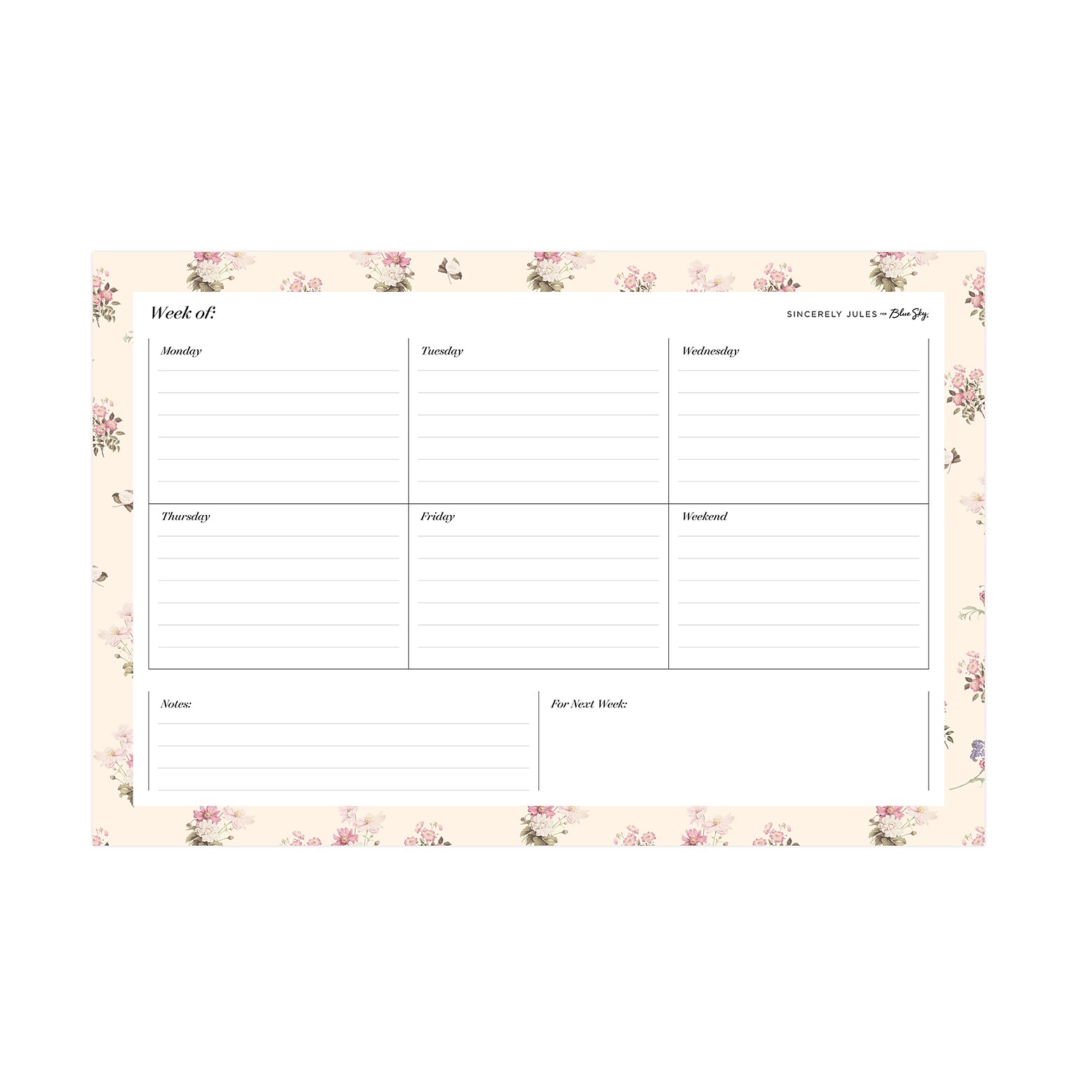 Blue Sky Sincerely Jules 9 x 6 Weekly & Monthly Perpetual Calendar, Cream (162404)