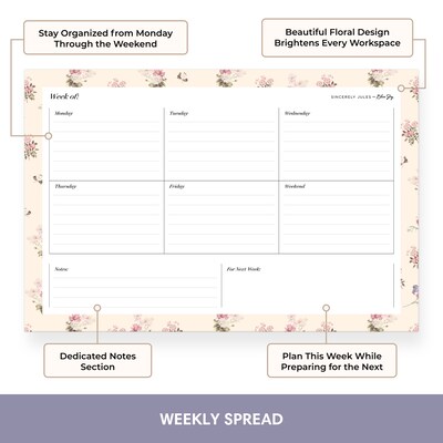 Blue Sky Sincerely Jules 9 x 6 Weekly & Monthly Perpetual Calendar, Cream (162404)